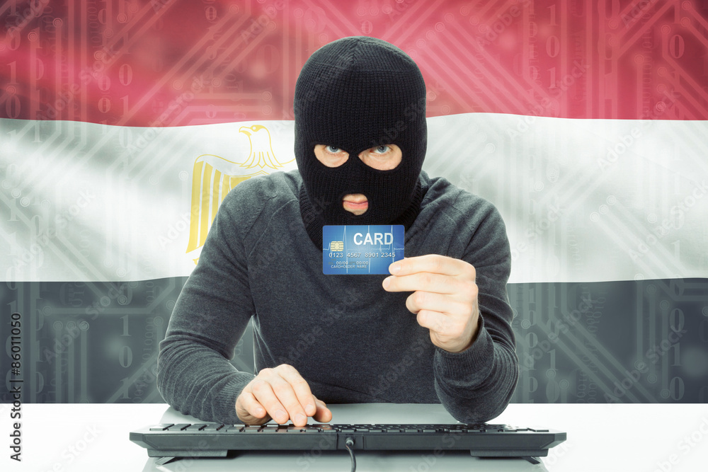 Concept of cybercrime with national flag on background - Egypt Concept of cybercrime with national flag on background - Egypt