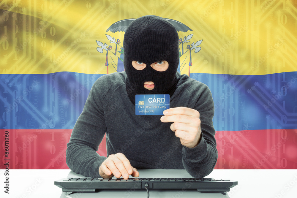 Concept of cybercrime with national flag on background - Ecuador Concept of cybercrime with national flag on background - Ecuador