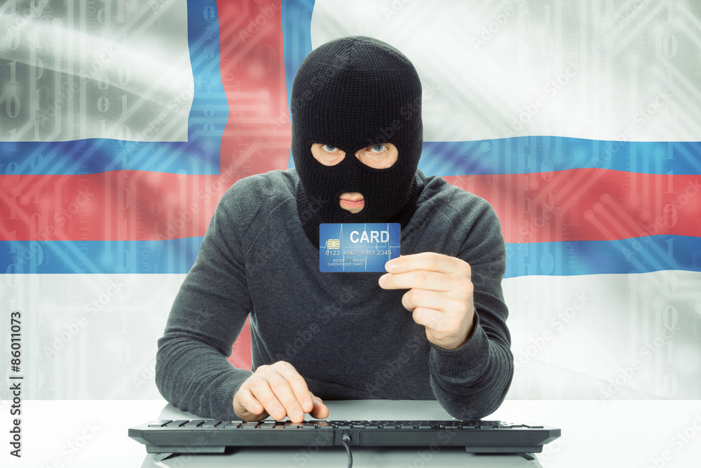 Concept of cybercrime with national flag on background - Faroe Islands Concept of cybercrime with national flag on background - Faroe Islands
