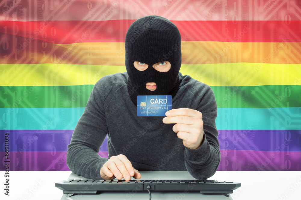 Concept of cybercrime with national flag on background - LGBT people Concept of cybercrime with national flag on background - LGBT people
