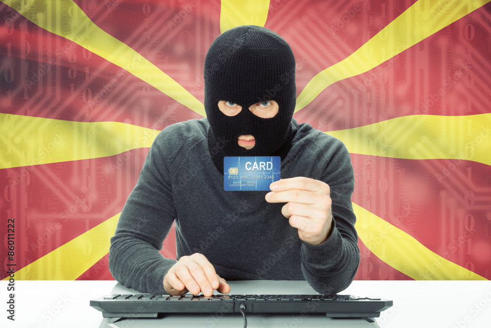 Concept of cybercrime with national flag on background - Macedonia Concept of cybercrime with national flag on background - Macedonia