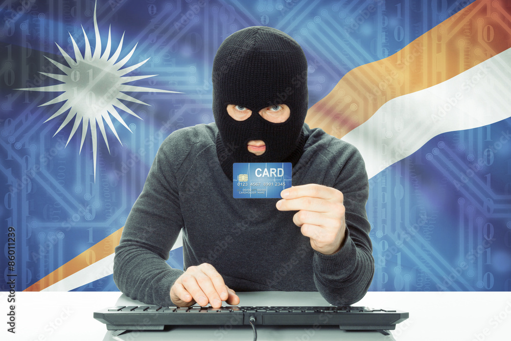 Concept of cybercrime with national flag on background - Marshall Islands Concept of cybercrime with national flag on background - Marshall Islands