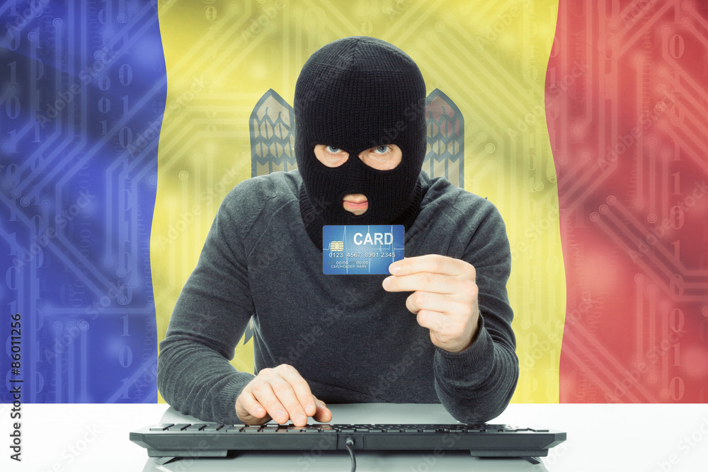 Concept of cybercrime with national flag on background - Moldova Concept of cybercrime with national flag on background - Moldova