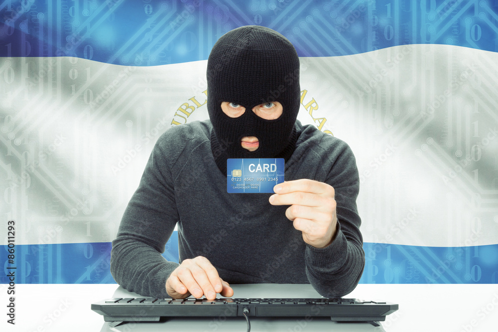 Concept of cybercrime with national flag on background - Nicaragua Concept of cybercrime with national flag on background - Nicaragua