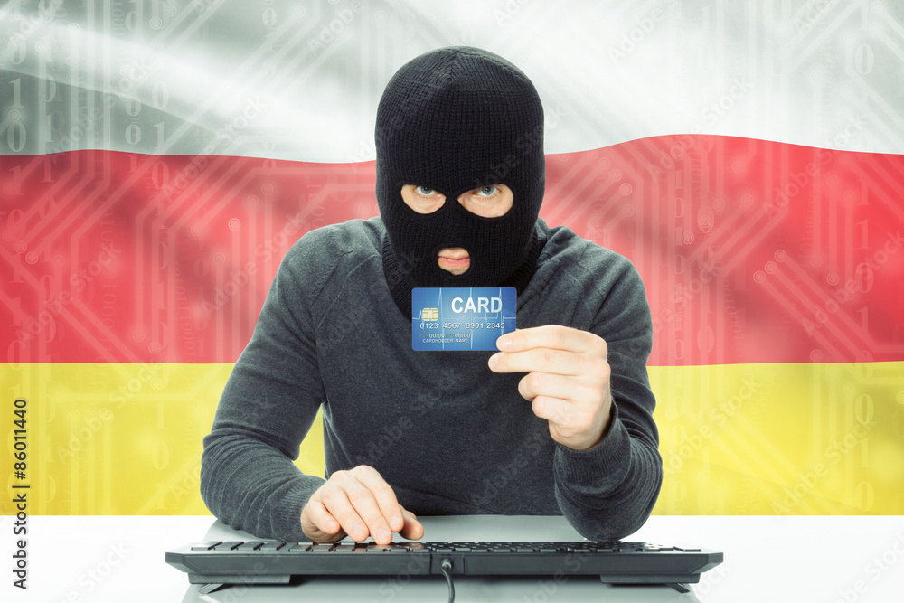 Concept of cybercrime with national flag on background - South Ossetia Concept of cybercrime with national flag on background - South Ossetia