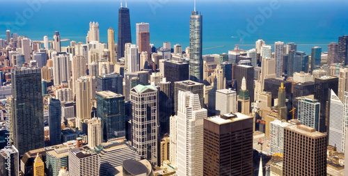 Aerial view of Chicago downtown