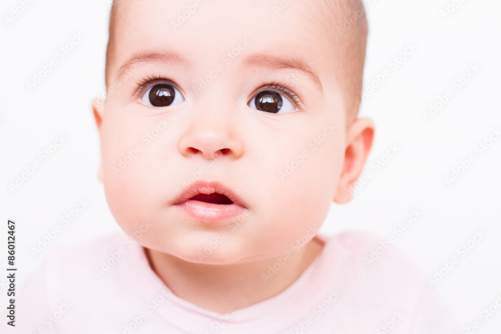 Close-up portrait of a beautiful sleeping baby on white Close-up portrait of a beautiful sleeping baby on white