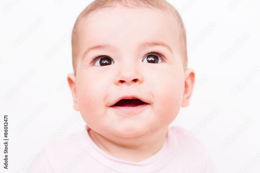 Close-up portrait of a beautiful sleeping baby on white Close-up portrait of a beautiful sleeping baby on white