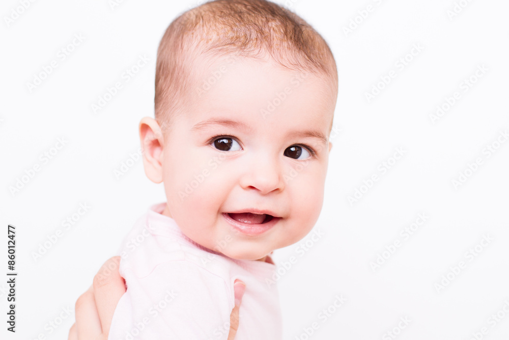 Close-up portrait of a beautiful sleeping baby on white Close-up portrait of a beautiful sleeping baby on white