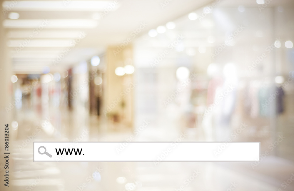 Blur store and bokeh light with address bar, online shopping