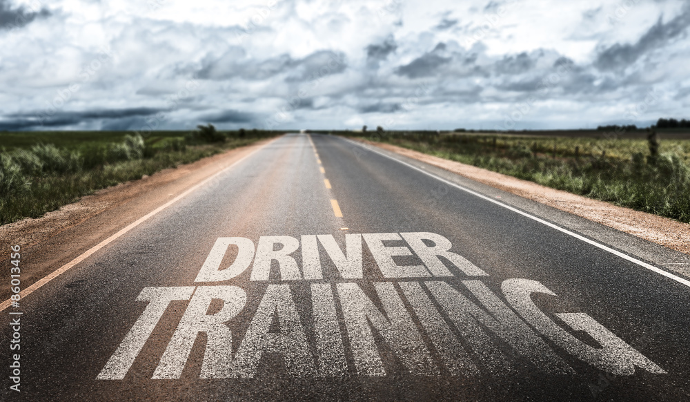Plakat Driver Training written on rural road