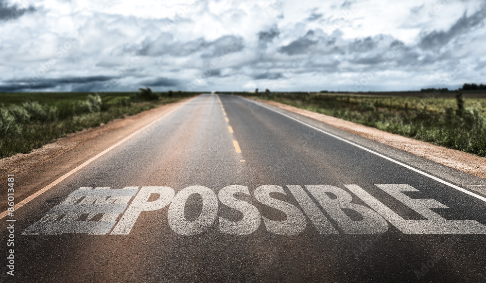 Φωτογραφία Impossible written on rural road