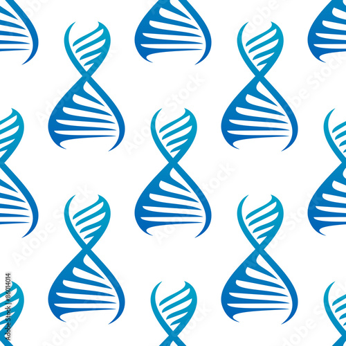 Blue DNA helices seamless pattern
