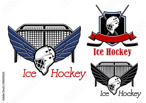 Ice hockey sports emblems and icons