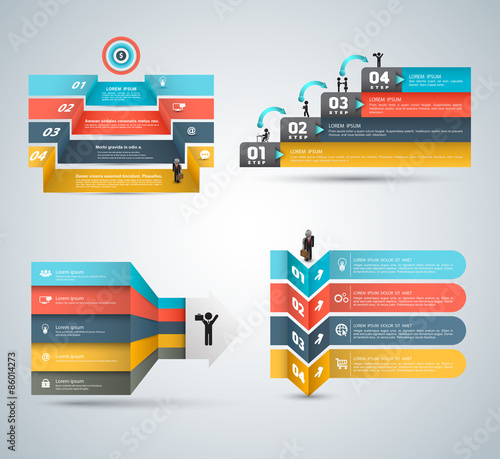 Vector business concepts with icons set. Can use for infographic, loop business report or plan, modern template, education template, business brochure, system diagram.