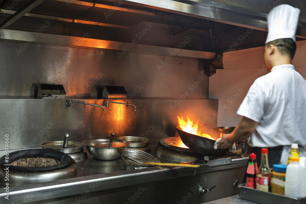 kitchen, a narrow aisle, working chef. kitchen, a narrow aisle, working chef.