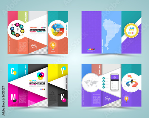 Professional business three fold flyer template, corporate brochure or cover design, can be use for publishing, print and presentation. Vector illustration.