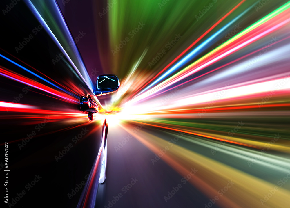 car on the road with motion blur background
