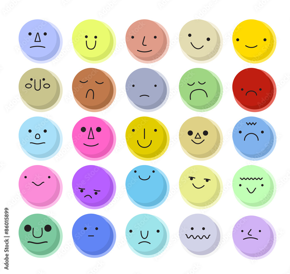Vector cartoon circle set of emoticons. Vector illustration. Vector cartoon circle set of emoticons. Vector illustration.