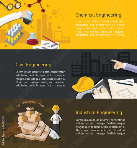 Chemical, civil, and industrial engineering education infographic banner