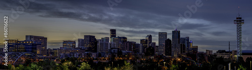 Early morning Denver skyline with morning colors sky