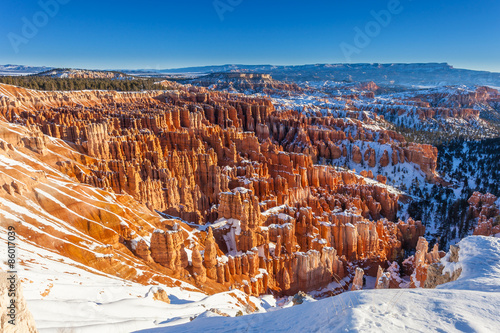 Winter Snow in the Amphitheater in Bryce Canyon National Park, U