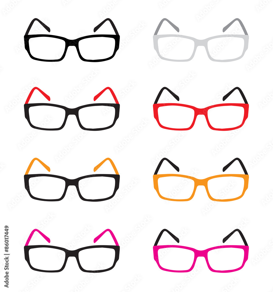 isolated eyes glasses, colorful eyes glasses, eyes glasses vector