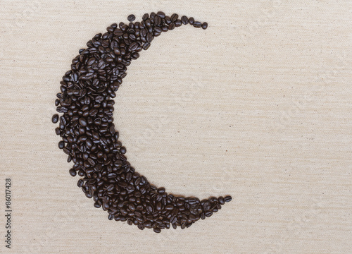 Coffee beans in moon shape
