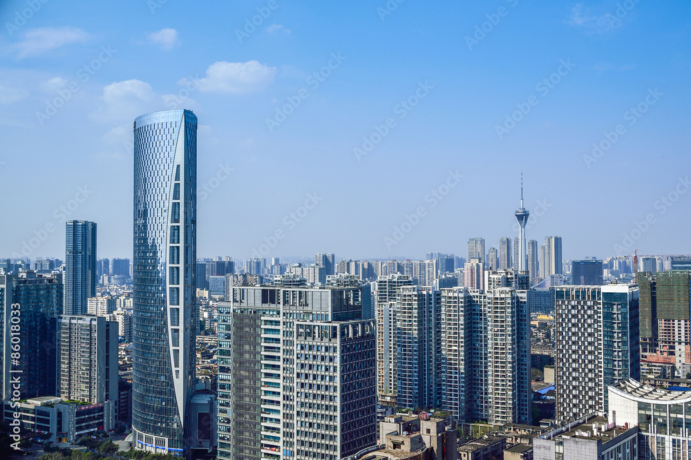 Fototapeta chengdu,china city skyline