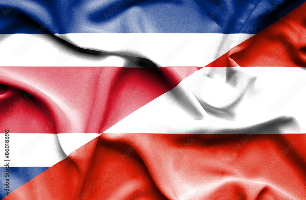 Waving flag of Austria and Costa Rica Waving flag of Austria and Costa Rica