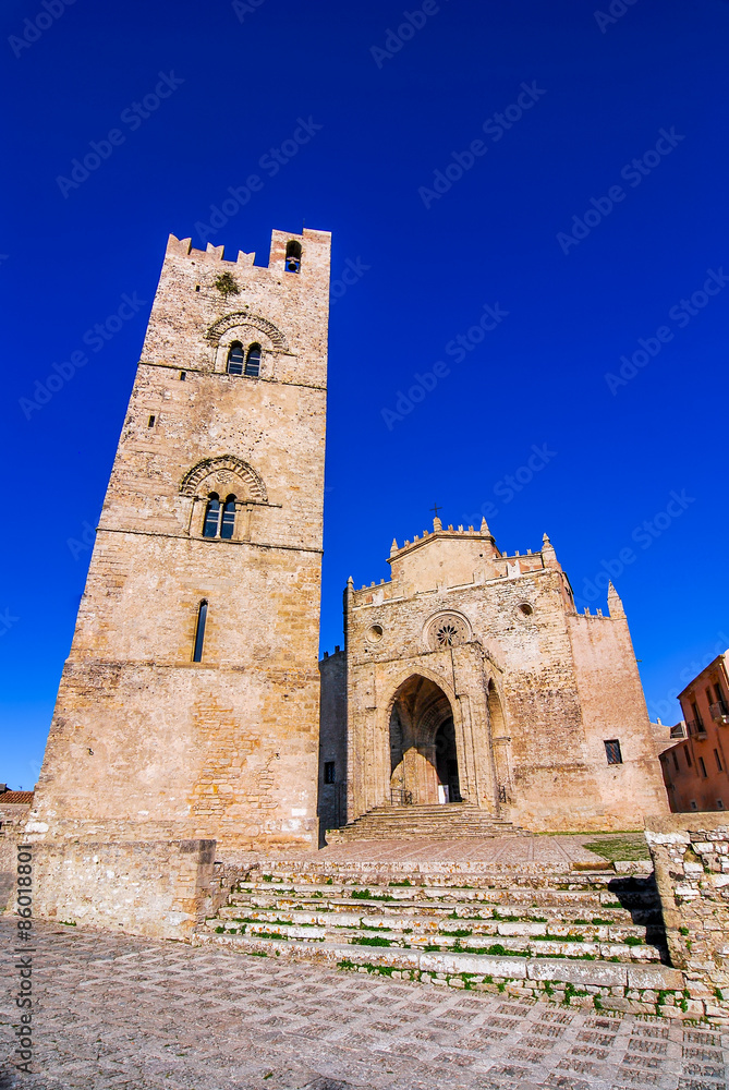 Sicily, Italy, tower of Erice Cathedral