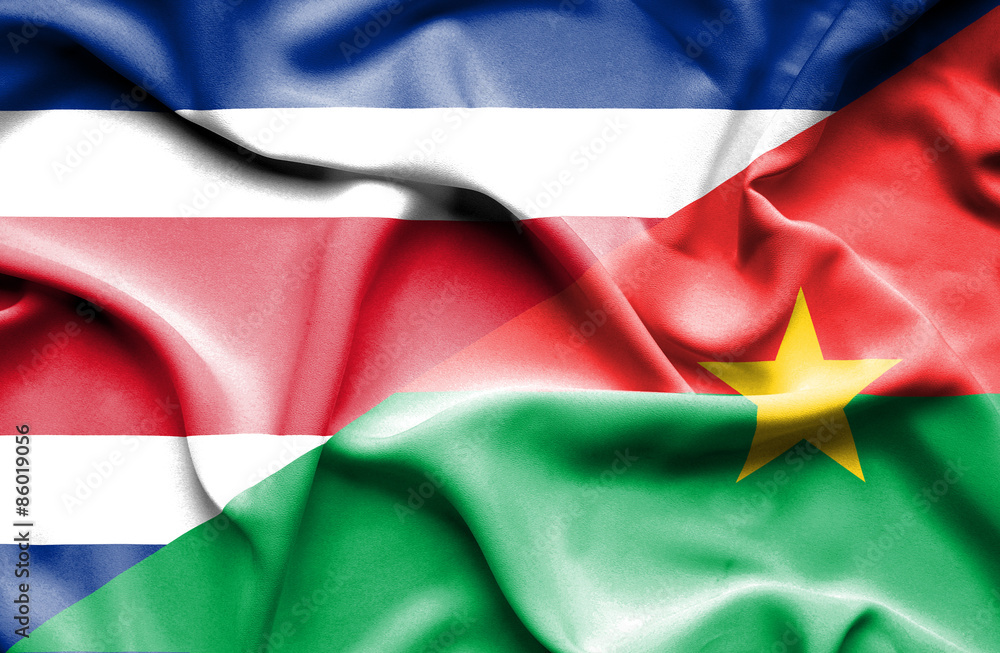 Waving flag of Burkina Faso and Costa Rica Waving flag of Burkina Faso and Costa Rica