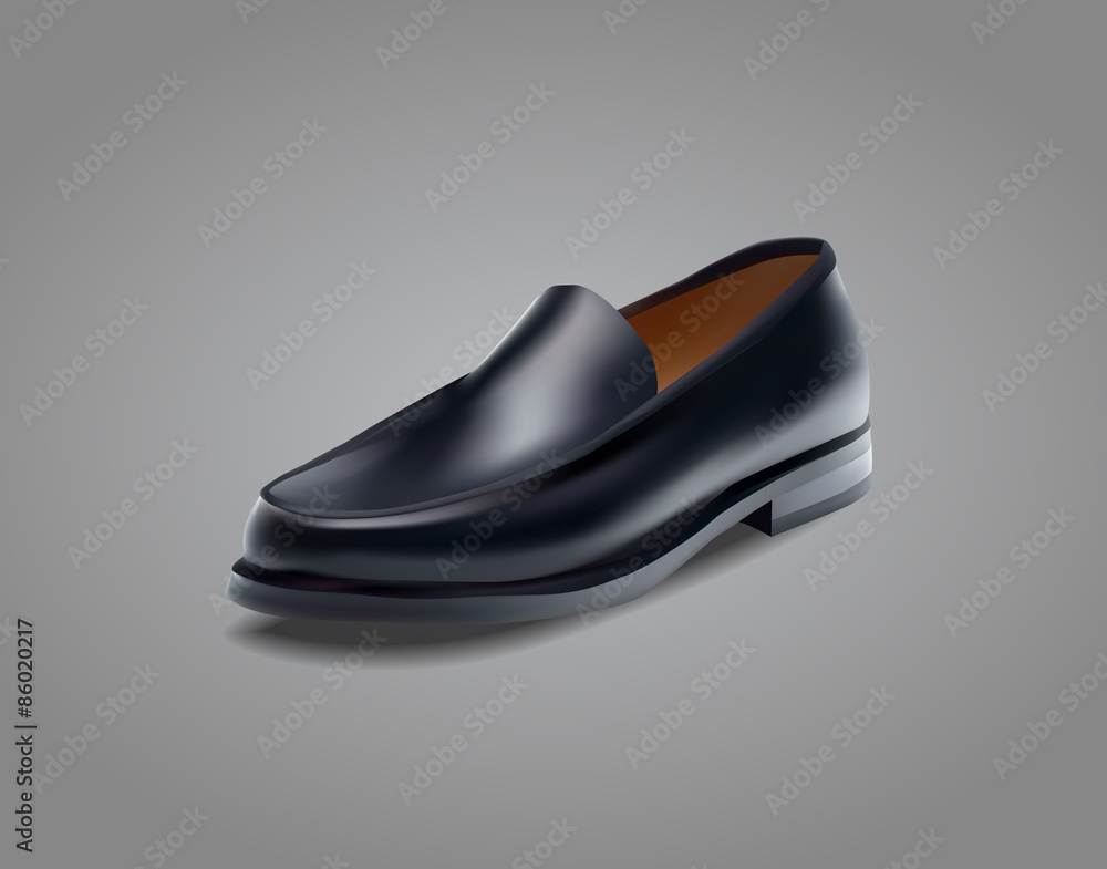 Men single black shoe isolated on grey background Men single black shoe isolated on grey background