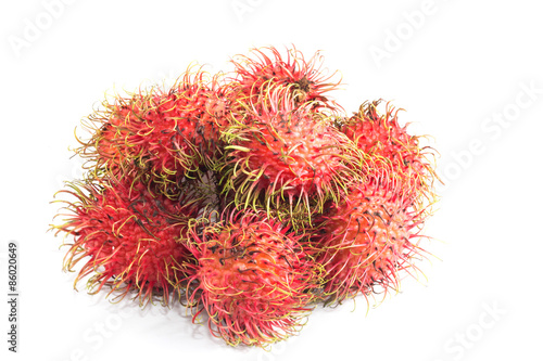 rambutan sweet delicious fruit isolated on white background
