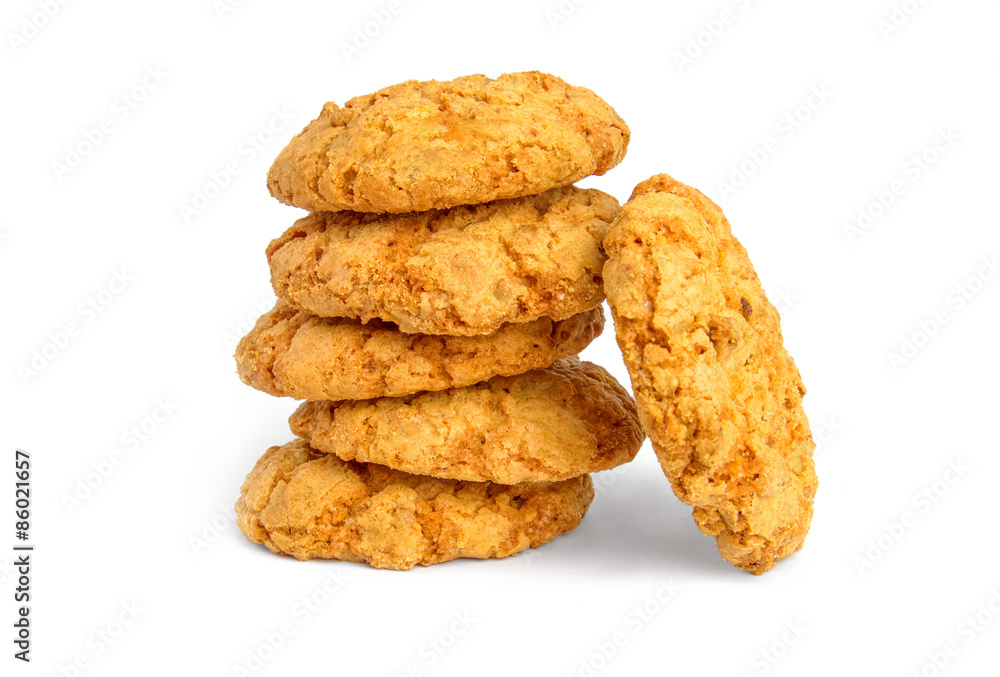 Oats biscuits on a white background