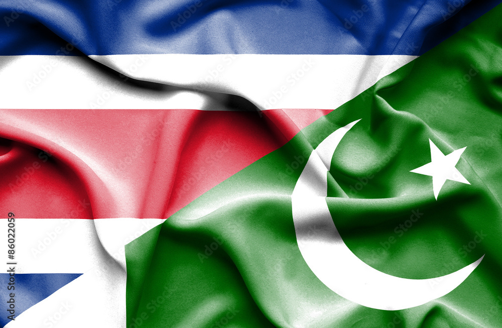 Waving flag of Pakistan and Costa Rica Waving flag of Pakistan and Costa Rica