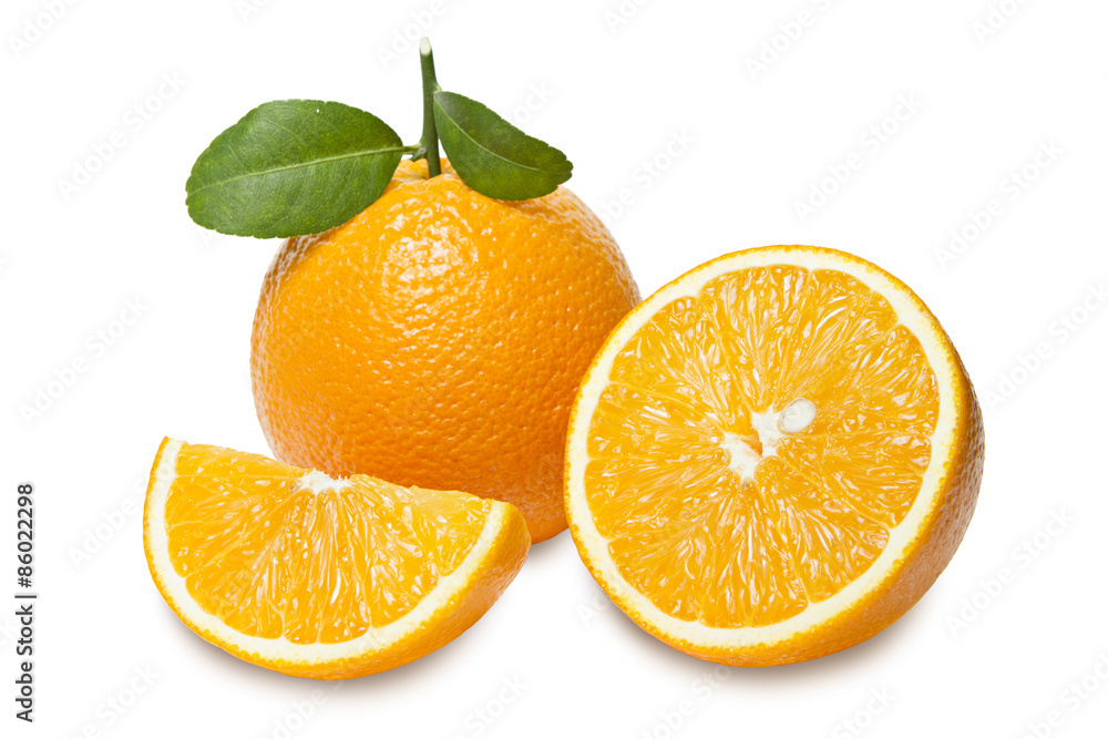 Orange with slices isolated on white background. Clipping path. Orange with slices isolated on white background. Clipping path.