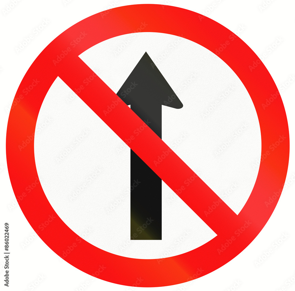 Indonesia traffic sign - No straight through Indonesia traffic sign - No straight through