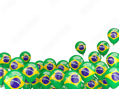 Flying balloons with flag of brazil