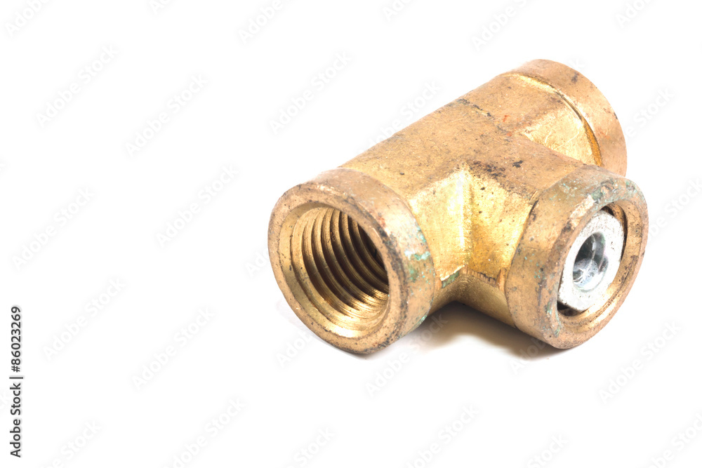 Threaded Copper pipe fitting isolate on white
Threaded Copper pipe fitting isolate on white