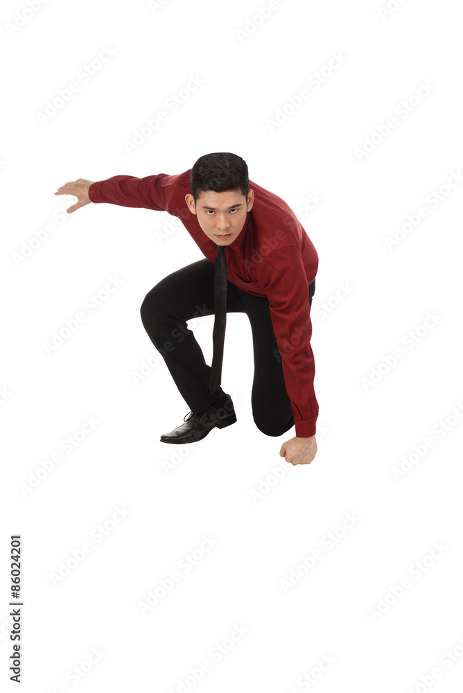 Asian Business Man With Fighting Gesture Asian Business Man With Fighting Gesture