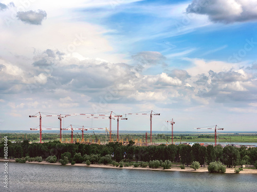 Construction of a new shopping complex on the banks of the river photo