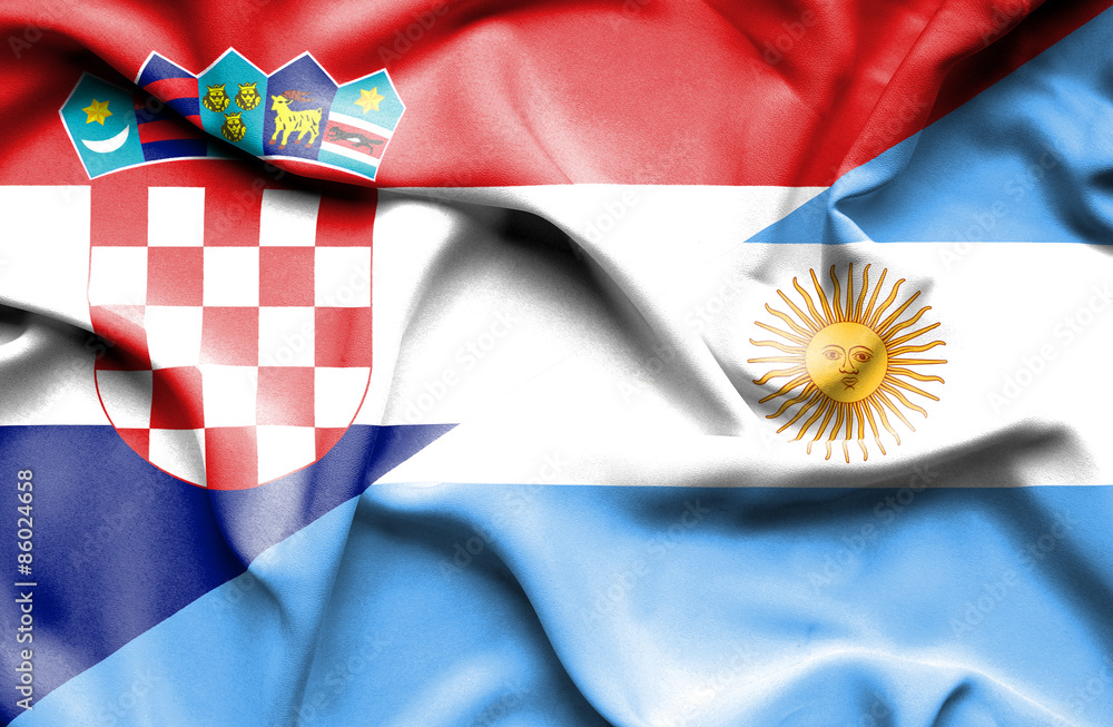 Waving flag of Argentina and Croatia Waving flag of Argentina and Croatia