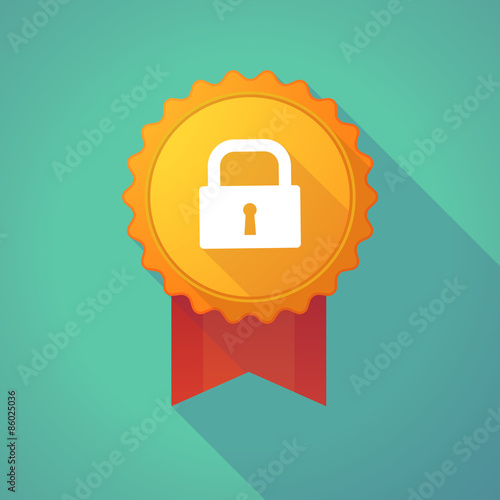 Long shadow badge with a lock pad