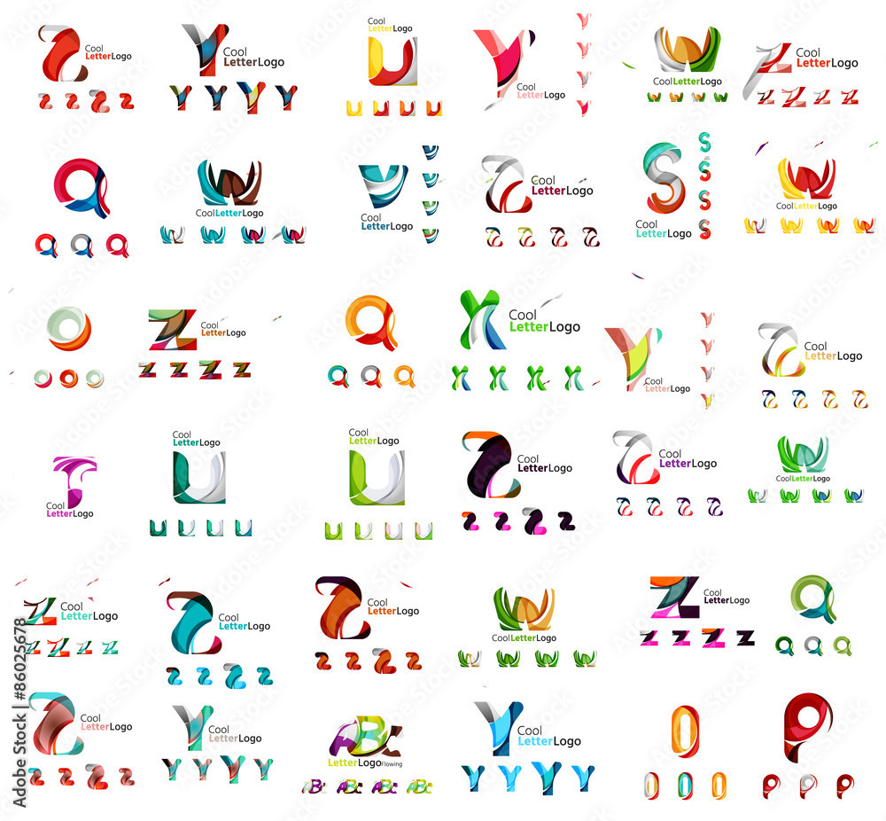 Vector abstract company logo mega collection, type letters and