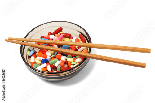 Bowl with drugs and chopsticks