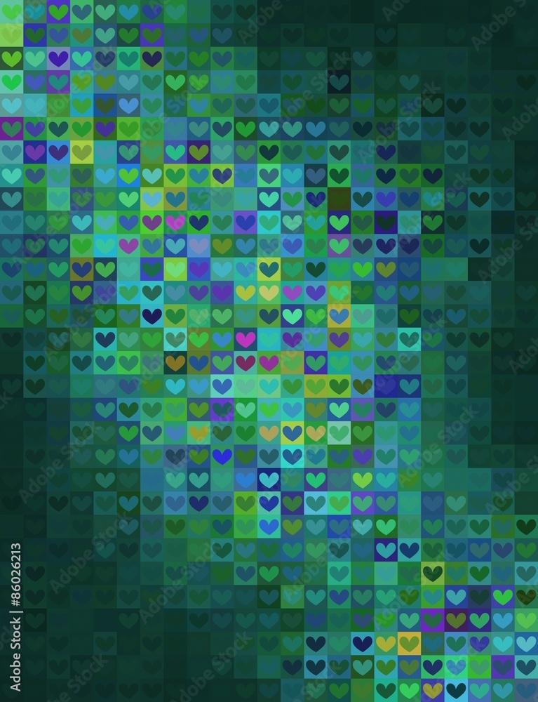 Fototapeta premium Heart shape mosaic in green spectrum