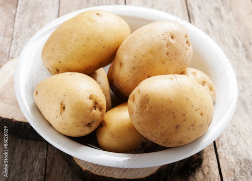 Fresh organic potatoes close up
