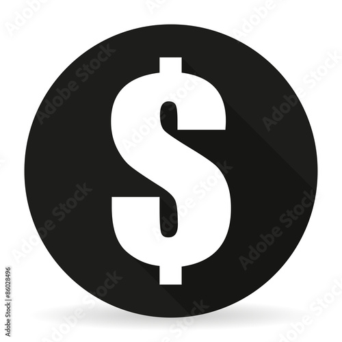 The dollar sign in a flat on a black background