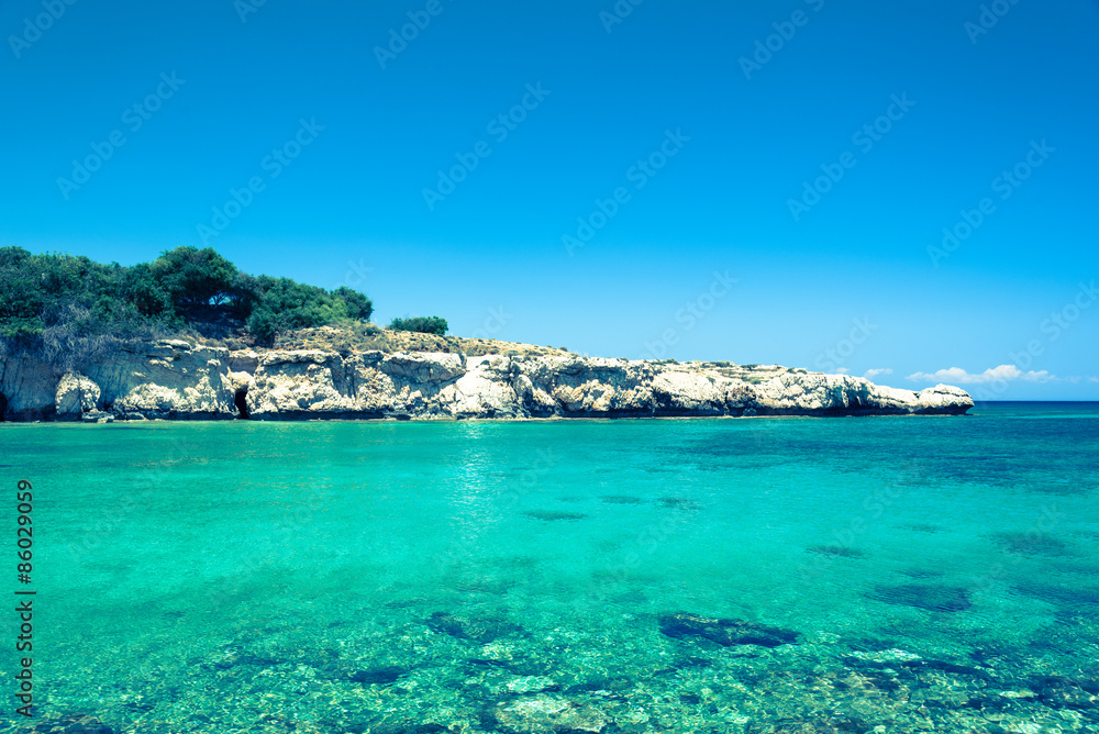 Crystal clear waters and sandstone rocks of the Mediterranean Se